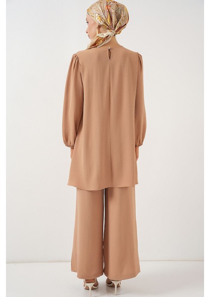 Kadın BDART Düzenli Yaka ve Uzun Kol İki Parça Koordinat Seti Deve Kahvesi