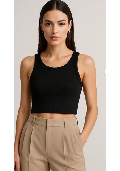 Greymoda Fitilli Kadın Kısa Crop