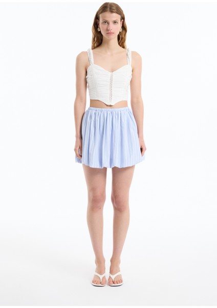 Dantel Detaylı Drapeli Crop Bluz Ekru fırsatları