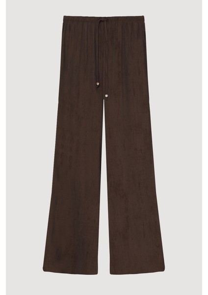 Beli Lastikli Desenli Bol Paça Pantolon Kahverengi fiyatları