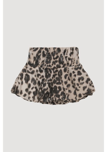 Leopar Desenli Straplez Volanlı Bluz Taş fiyatları
