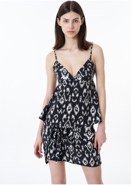 Etnik Desenli Askılı Bluz Siyah modelleri