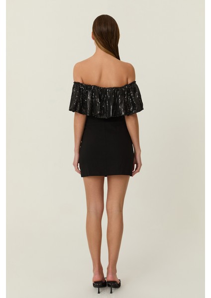 Payet Detaylı Mini Elbise Siyah indirimleri