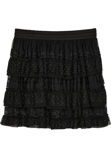 Kat Kat Volanlı Dantel Etek Siyah fiyatları