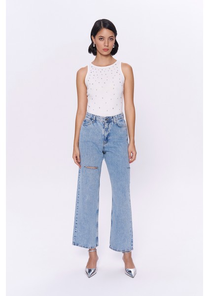 Taş Aksesuarlı Halter Yaka Bodysuit Ekru modelleri