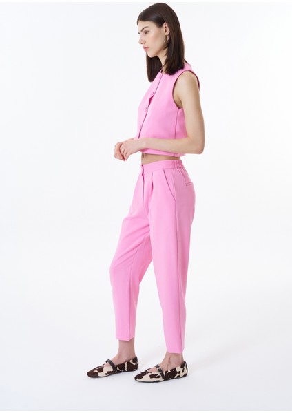 Beli Lastikli Kumaş Pantolon Pembe modelleri
