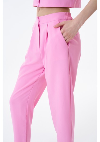 Beli Lastikli Kumaş Pantolon Pembe fırsatları