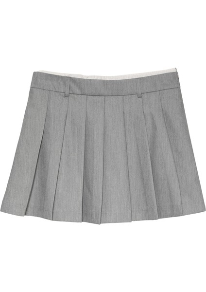 Boxer Bel Pileli Mini Etek Gri fiyatları