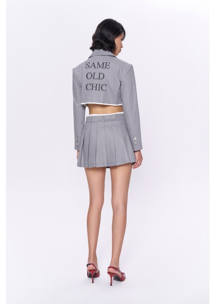 Boxer Bel Pileli Mini Etek Gri indirimleri