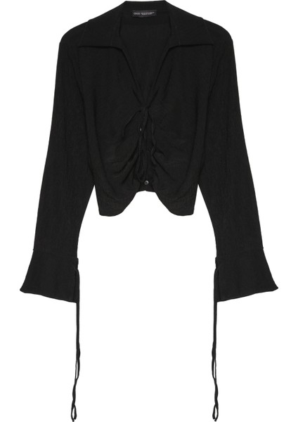 Ip Detaylı Bağlamalı Gömlek Siyah fiyatları