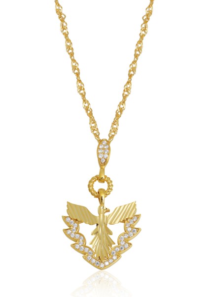 Kadın 925 Ayar Zirkon Taşlı Anka Kuşu Kolye modelleri
