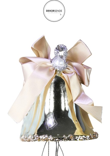 Yılbaşı Süsü 3'lü Top Detaylı Çan Şampanya 20 cm fiyatları