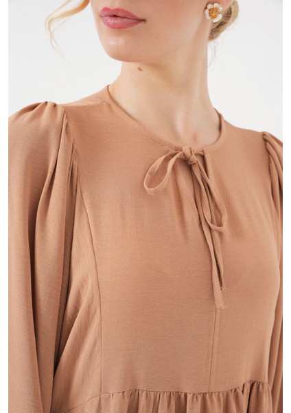 Kadın BDART Düğmeli Tekstil Desenli Max Dress Brown indirimleri