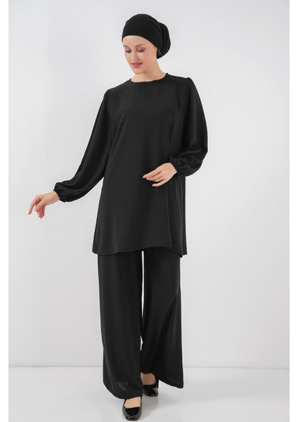 Kadın BDART Düzenli Yaka ve Uzun Kol İki Parça Koordinat Seti Siyah