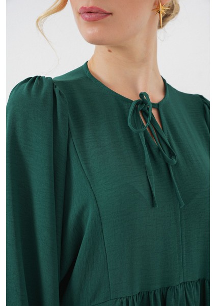 Kadın BDART Düğmeli Tekstil Desenli Max Dress Green indirimleri