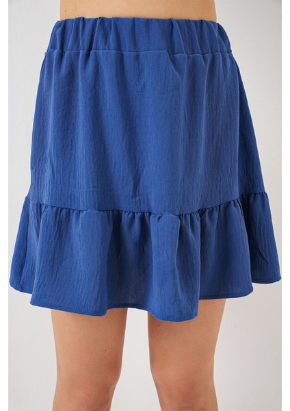 Kadın BDART Astarlı Dokulu Mini Etek Lacivert indirimleri