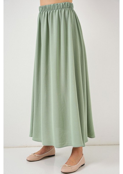 Kadın BDART Çekmece Bel Detaylı Dokulu Maxi Etek Zümrüt Yeşili fiyatları