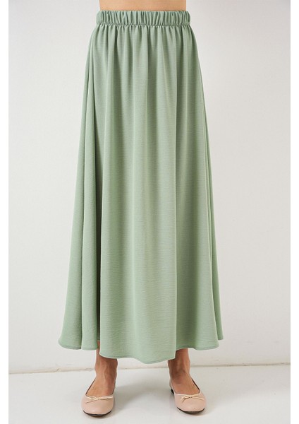 Kadın BDART Çekmece Bel Detaylı Dokulu Maxi Etek Zümrüt Yeşili indirimleri