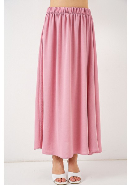 Kadın BDART Çekmece Bel Detaylı Dokulu Maxi Etek Toz Pembe fırsatları