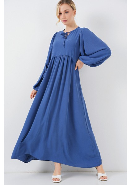 Kadın BDART Düğmeli Tekstil Desenli Max Dress Fas Mavisi modelleri