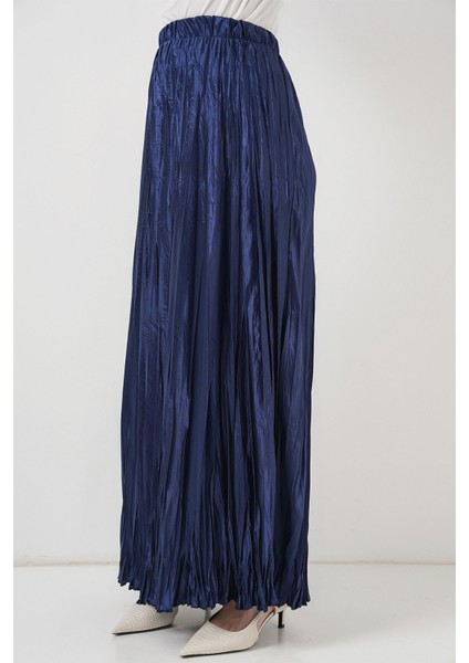 Kadın BDART Beli Lastikli Dokulu Saten Maxi Etek Lacivert fırsatları