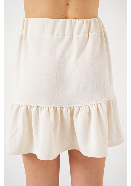 Kadın BDART Astarlı Dokulu Mini Etek Natural