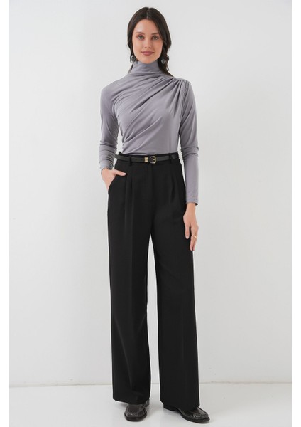 Kadın BDART Volan Detaylı, Dar Kesim, Yuvarlak Yaka Bluz Grey fiyatları