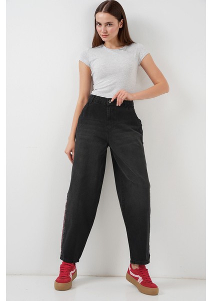 Kadın BDART Yüksek Bel Bol Kesim Geniş Bacak Kot Pantolon Black modelleri