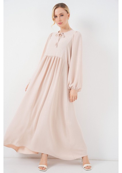 Kadın BDART Düğmeli Tekstil Desenli Max Dress Tozlu Beyaz