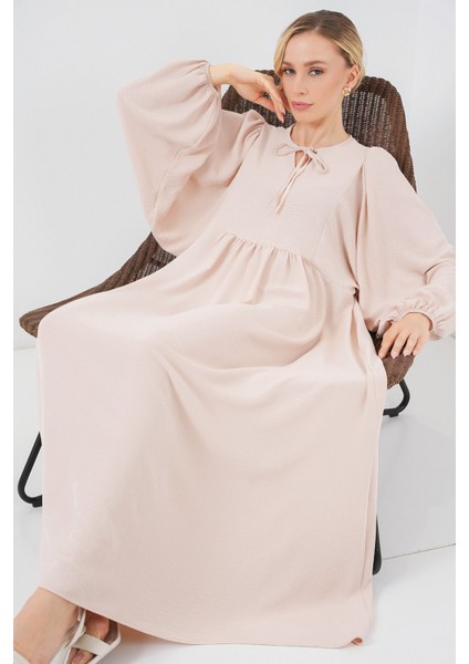 Kadın BDART Düğmeli Tekstil Desenli Max Dress Tozlu Beyaz modelleri