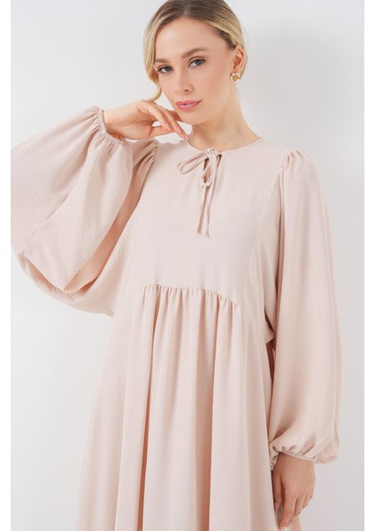 Kadın BDART Düğmeli Tekstil Desenli Max Dress Tozlu Beyaz fırsatları