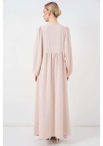 Kadın BDART Düğmeli Tekstil Desenli Max Dress Tozlu Beyaz