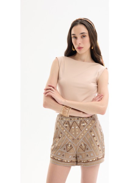 Sırt Dekolteli Basic Bluz Bej fırsatları