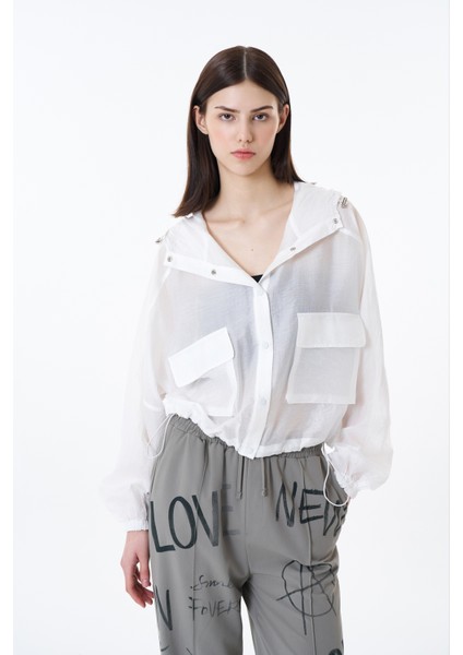 Büyük Cepli Kapüşonlu Ceket Ekru modelleri