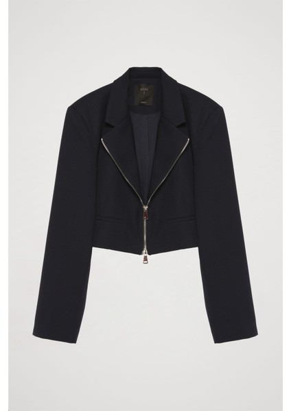 Önden Fermuarlı Crop Blazer Ceket Lacivert fiyatları