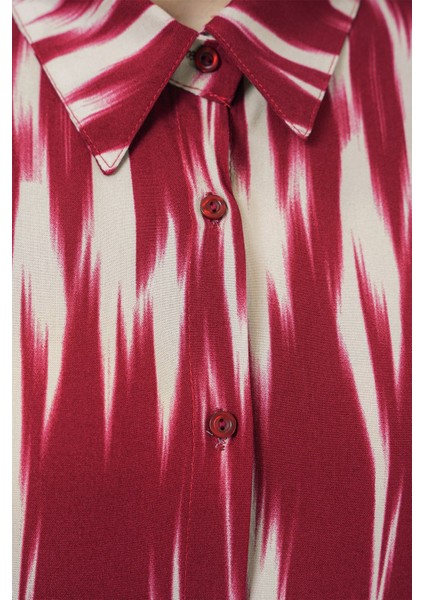 Kadın BDART Düğmeli Oversize Desenli Gömlek Red fırsatları