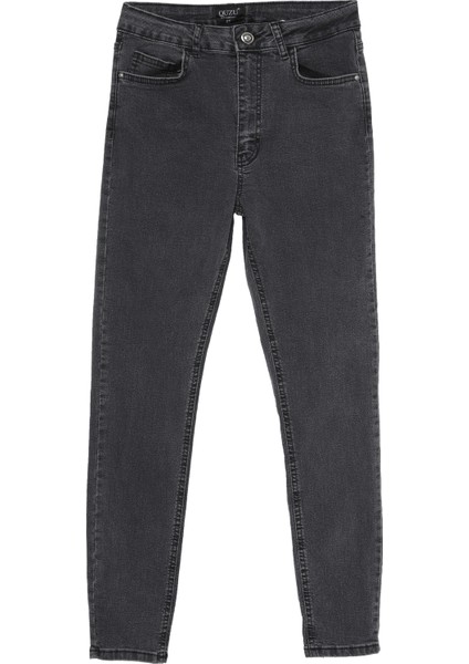 Yüksek Bel Dar Paça Kot Pantolon Gri fiyatları