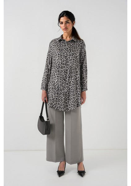 Kadın BDART Leopar Desenli Uzun Kol Düğmeli Gömlek Black fiyatları