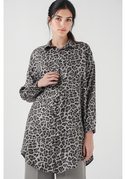 Kadın BDART Leopar Desenli Uzun Kol Düğmeli Gömlek Black modelleri