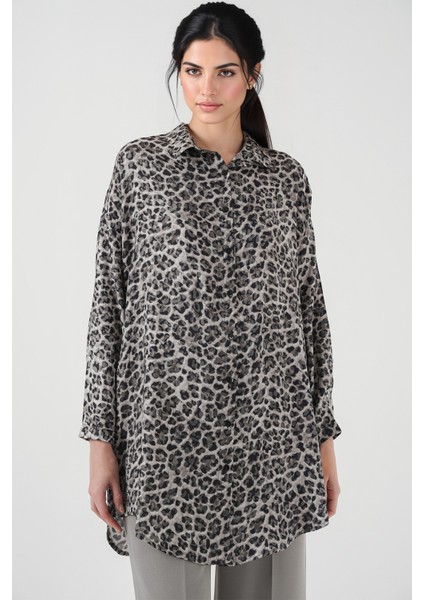 Kadın BDART Leopar Desenli Uzun Kol Düğmeli Gömlek Black fırsatları