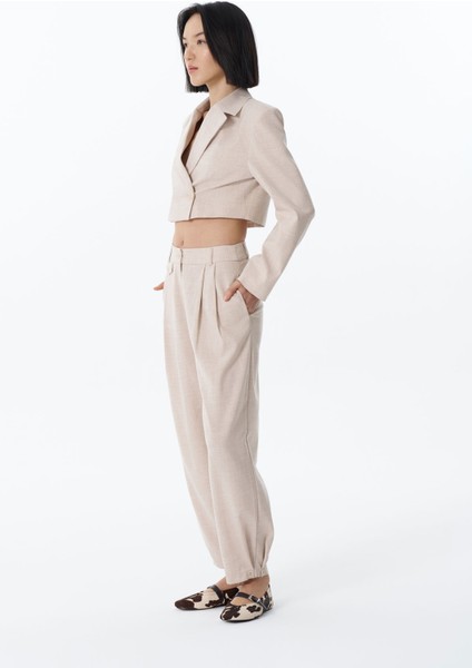 Pile Detaylı Jogger Pantolon Naturel modelleri