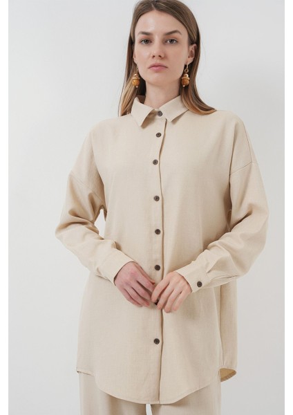 Kadın BDART Uzun Kollu Gömlek ve Pantolon Takım Natural fiyatları