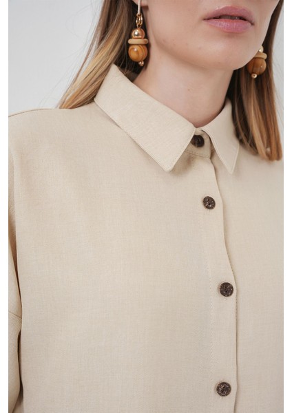 Kadın BDART Uzun Kollu Gömlek ve Pantolon Takım Natural indirimleri