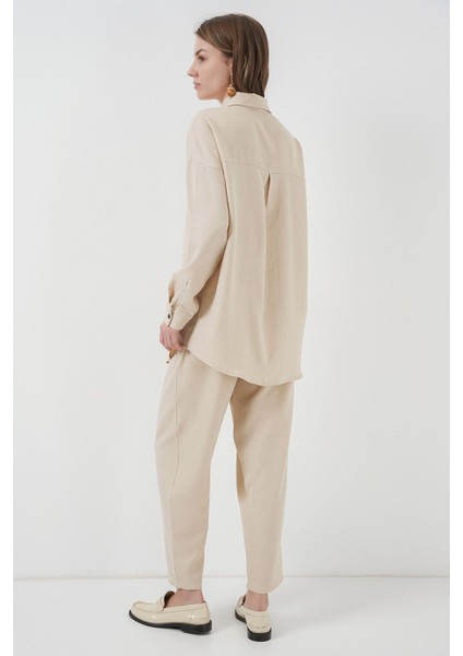 Kadın BDART Uzun Kollu Gömlek ve Pantolon Takım Natural