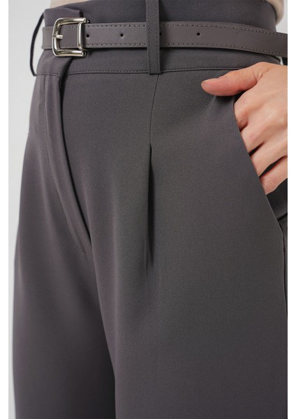 Kadın BDART Düz Kesim Normal Bel Pantolon, Fermuarlı Grey indirimleri