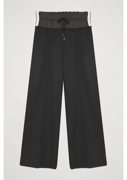 Beli Kumaş Matchli Geniş Paça Pantolon Koyu Gri fiyatları