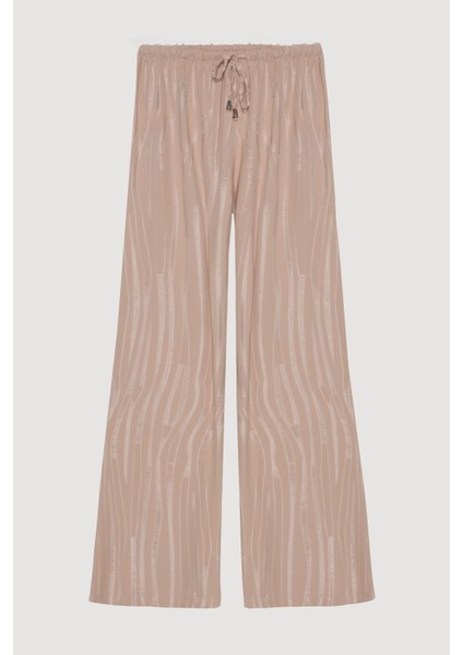 Beli Lastikli Bol Paça Dokulu Pantolon Bej fiyatları