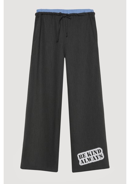 Boxer Bel Detaylı Paçası Yazılı Pantolon Antrasit fiyatları