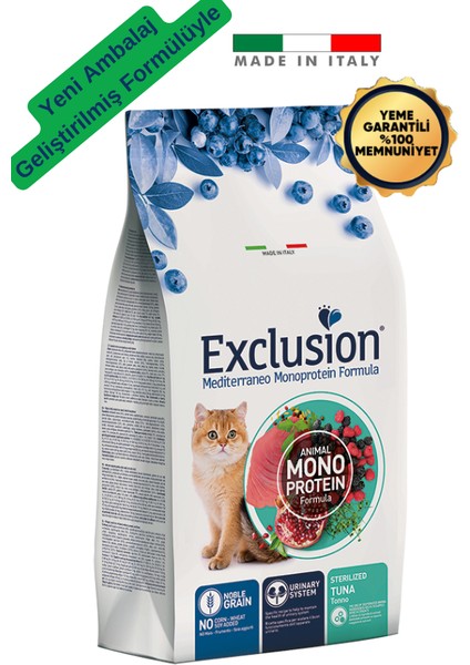 Mediterraneo Monoprotein Düşük Tahıllı Ton Balıklı ve Narlı Kısırlaştırılmış Kedi Maması 12 kg