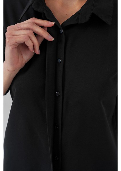 Kadın BDART Düğmeli Poplin Gömlek ve Gömlek Yaka Siyah indirimleri